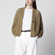 Military Green Cotton-Blend Knit Cardigan for Comfort
