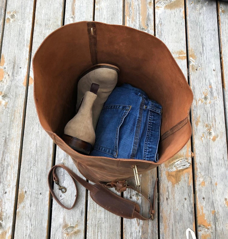 Military Leather Duffle Bag-Bags-Hides-20 x 10.5 x 8.5 in (50.8 x 26.7 x 21.6 cm)-Urbanheer