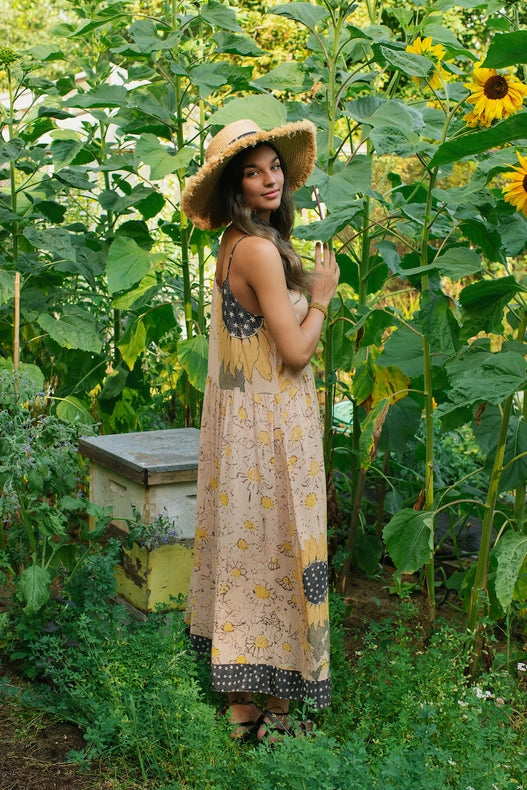 Milk & Honey Bohéme Slip Dress With Bees And Sunflowers-Dress-Market of Stars-S/M-Urbanheer