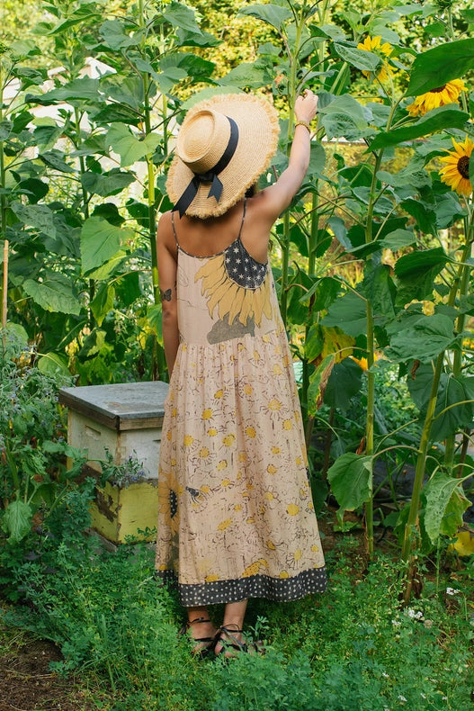 Milk & Honey Bohéme Slip Dress With Bees And Sunflowers-Dress-Market of Stars-S/M-Urbanheer