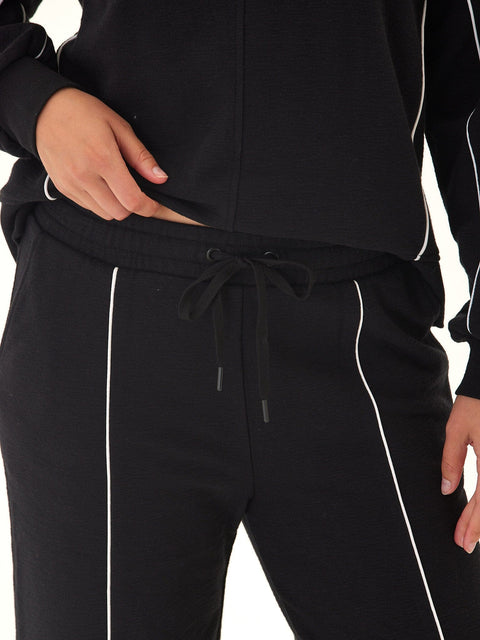 Milly Slub Terry Piping Detail Boot Cut Pant