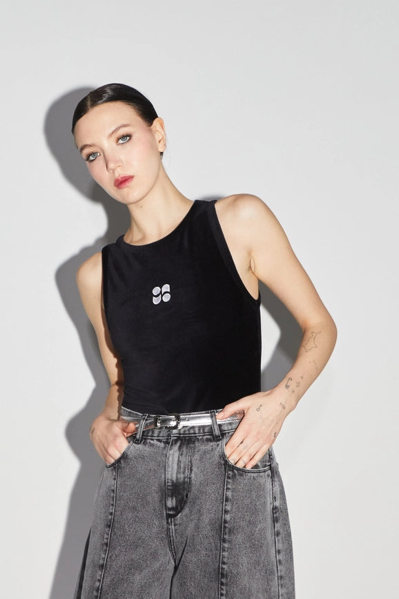 Milo Black Velvet Top-Top-IMPREVU-XS-Urbanheer