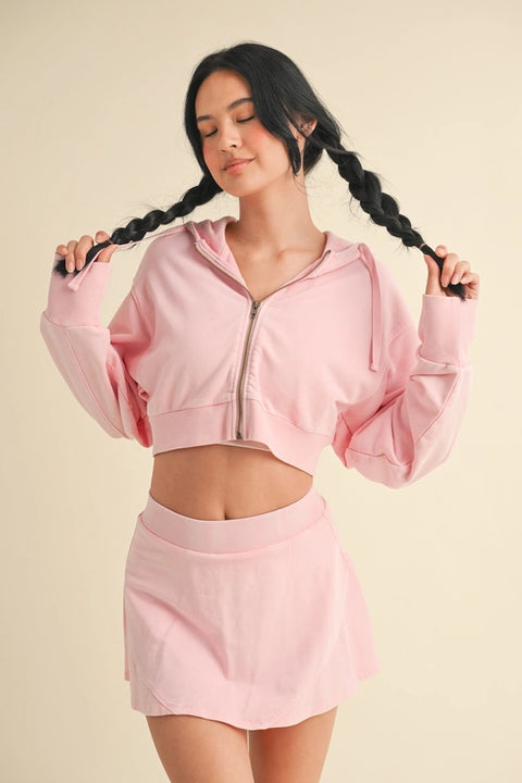 Mineral Wash Oversized Crop Hoodie Baby Pink-Hoodie-KIMBERLY C-S-Baby Pink-Urbanheer