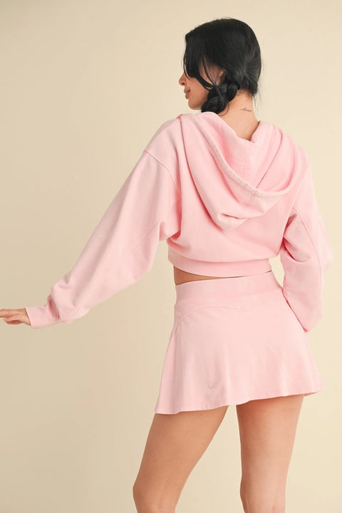 Mineral Wash Oversized Crop Hoodie Baby Pink-Hoodie-KIMBERLY C-S-Baby Pink-Urbanheer