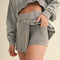 Mineral Wash Side Slit A-Line Skort Grey-Skort-KIMBERLY C-S-Grey-Urbanheer