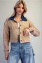 Mineral Washed Denim Knit Sleeve Jacket