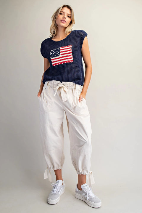 Mineral Washed Tied Cuffed Jogger Pants
