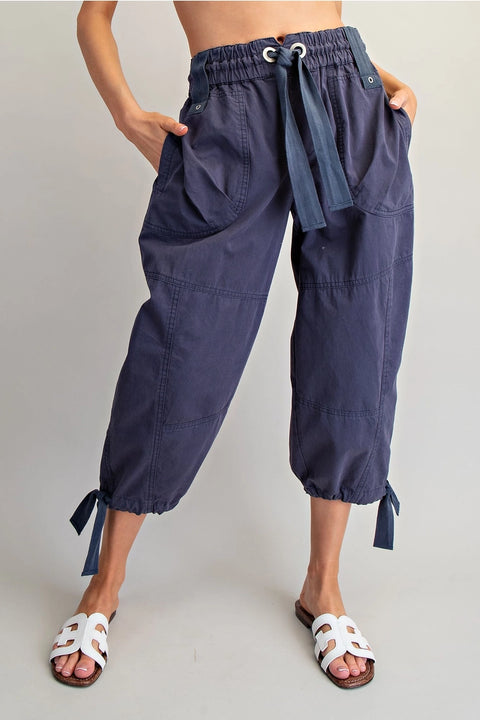 Mineral Washed Tied Cuffed Jogger Pants