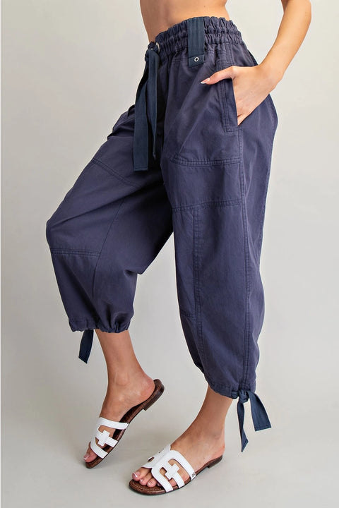 Mineral Washed Tied Cuffed Jogger Pants