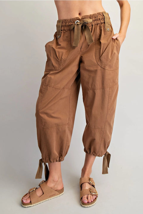 Mineral Washed Tied Cuffed Jogger Pants