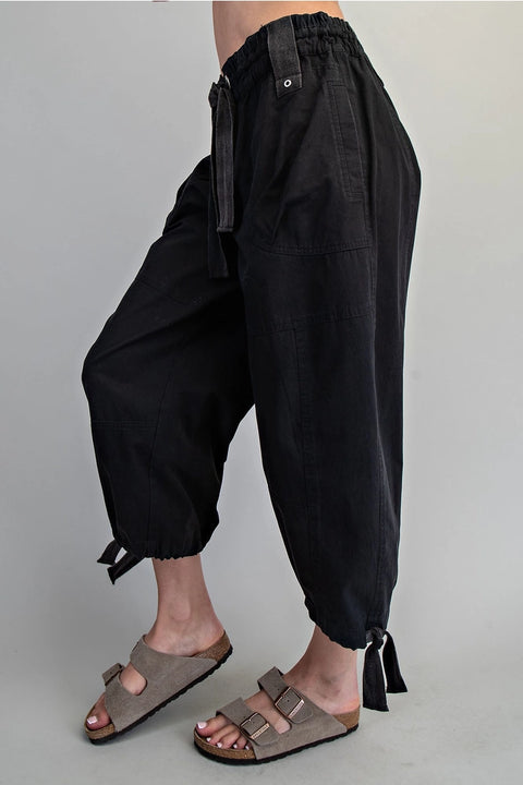 Mineral Washed Tied Cuffed Jogger Pants