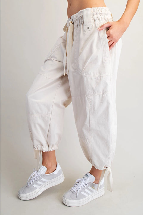 Mineral Washed Tied Cuffed Jogger Pants