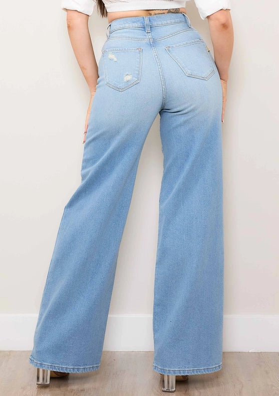 Mini Distress Wide Leg Jeans-Jeans-Vibrant M.i.U-1-Light Stone-Urbanheer