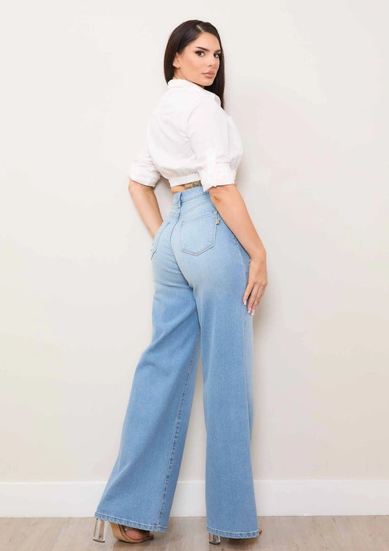 Mini Distress Wide Leg Jeans-Jeans-Vibrant M.i.U-1-Light Stone-Urbanheer