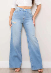 Mini Distress Wide Leg Jeans-Jeans-Vibrant M.i.U-1-Light Stone-Urbanheer