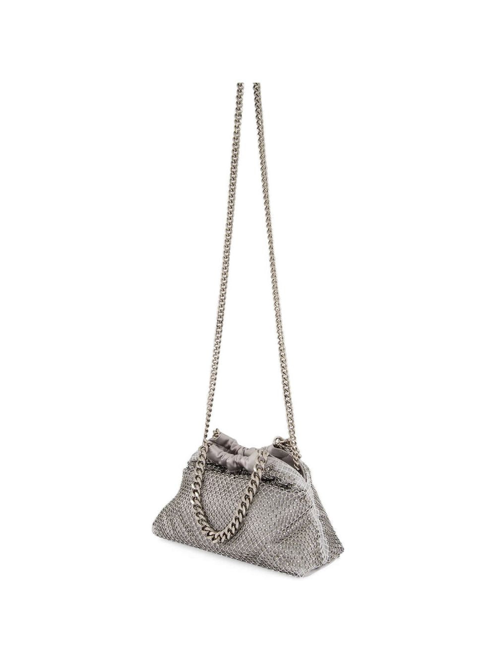 Mini Drawstring Tote with Silver Chain Detail