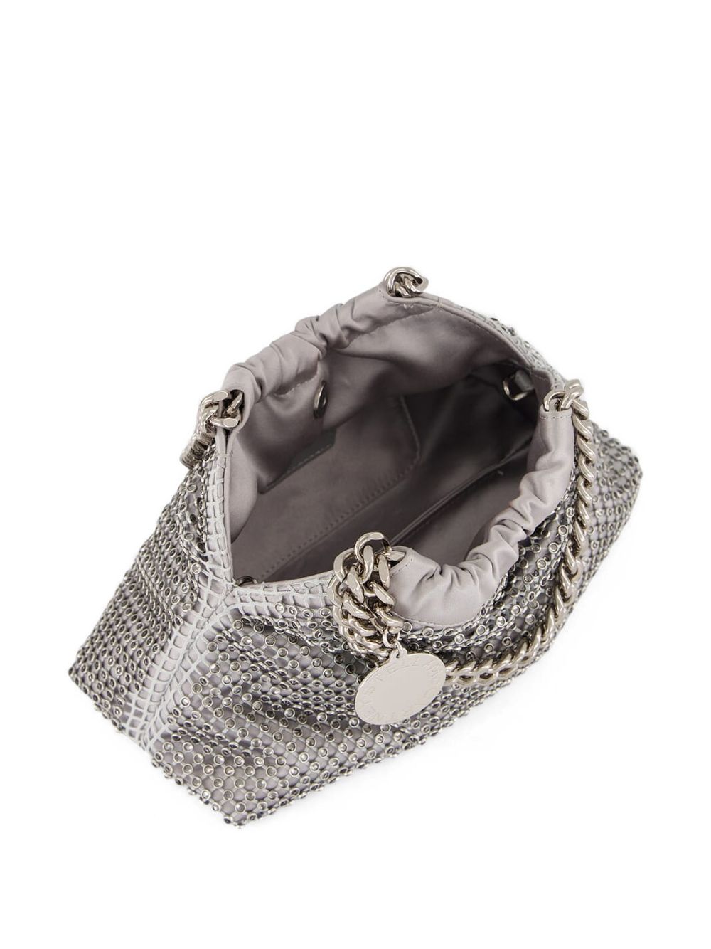 Mini Drawstring Tote with Silver Chain Detail