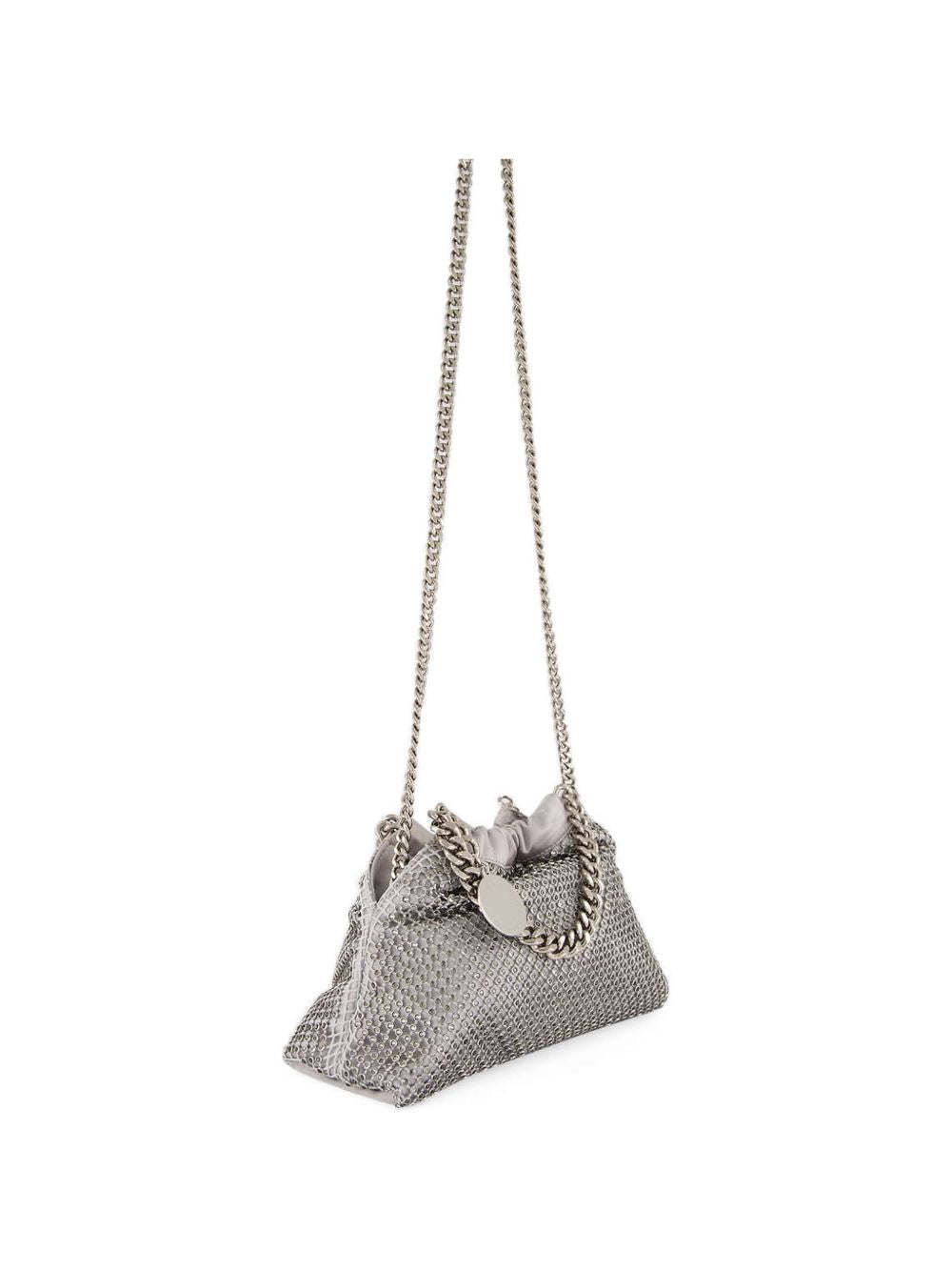 Mini Drawstring Tote with Silver Chain Detail