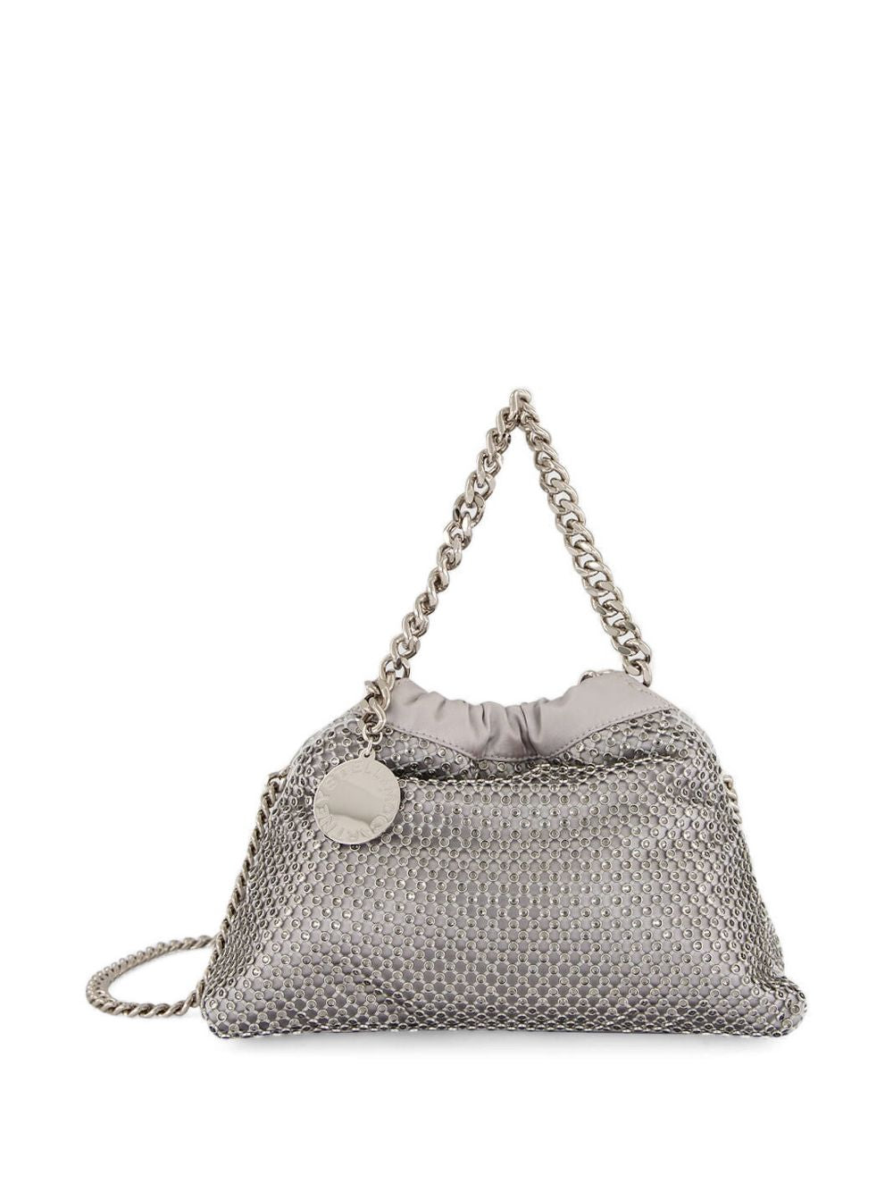 Mini Drawstring Tote with Silver Chain Detail