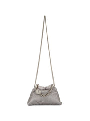 Mini Drawstring Tote with Silver Chain Detail