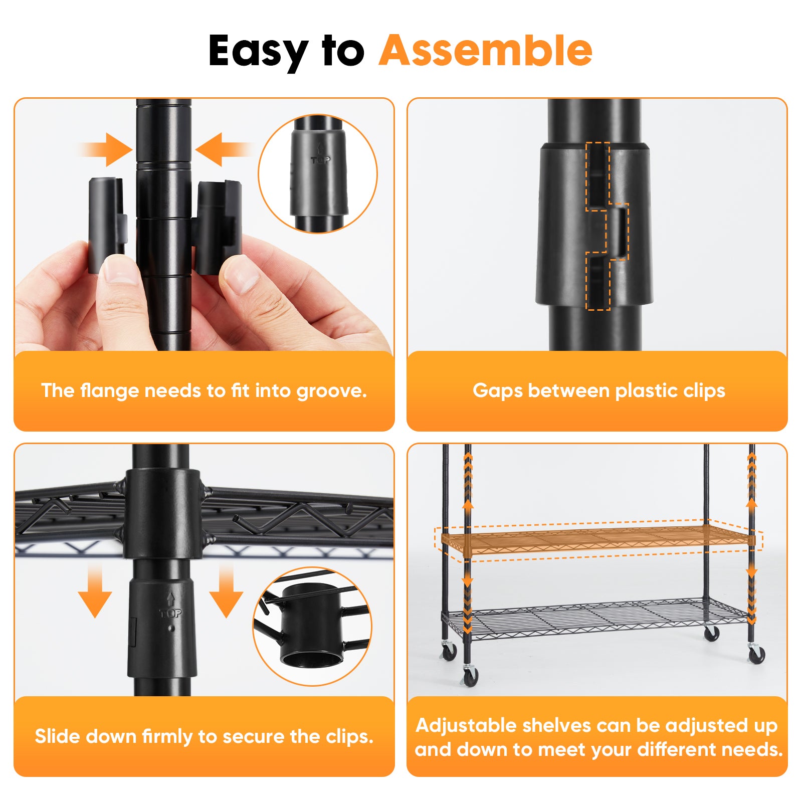 Mini Rolling Clothes Rack, Heavy Duty Garment Racks 3 Tiers Portable Adjustable Wire Shelves with-UH Decor-Default-Urbanheer