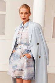 Mini Shirt Dress - Light Blue Ocean-Dress-Sofia Irina-6-blue ocean print-Urbanheer