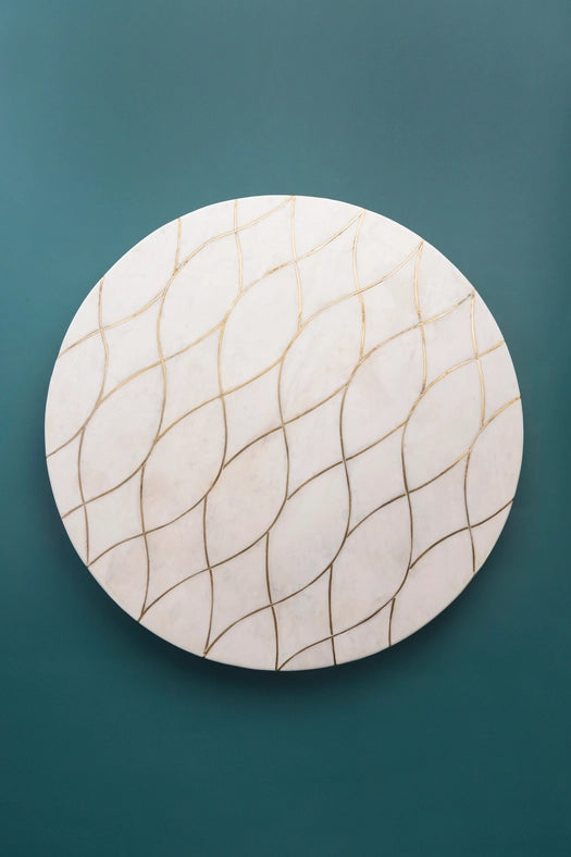 Miranda Marble Lazy Susan, 16"-Turn table-GAURI KOHLI-16.0" x 16.0" inches-Urbanheer
