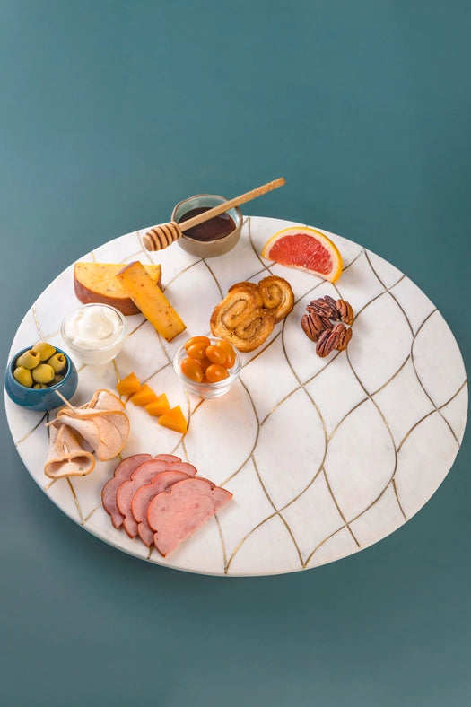 Miranda Marble Lazy Susan, 16"-Turn table-GAURI KOHLI-16.0" x 16.0" inches-Urbanheer