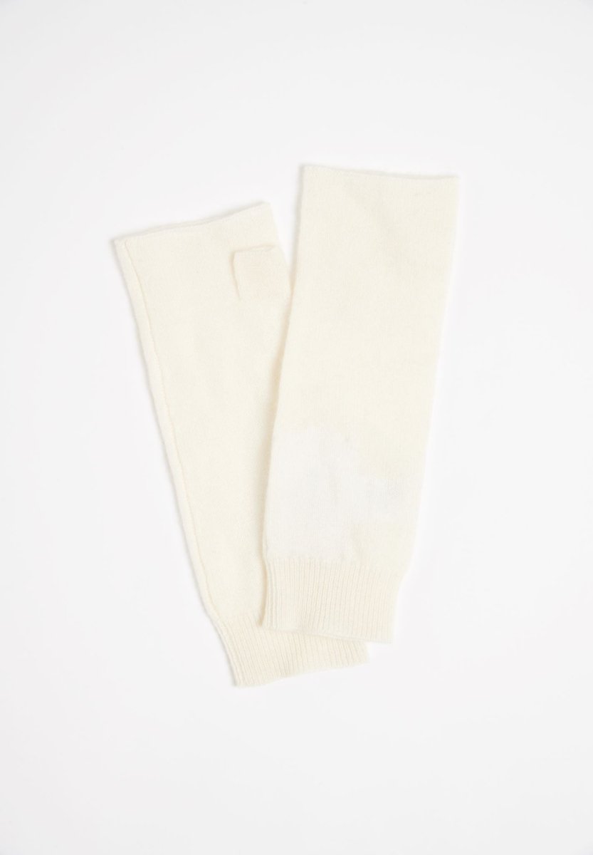 Mitaines unisex en cachemire blanc écru - UNI 3-0