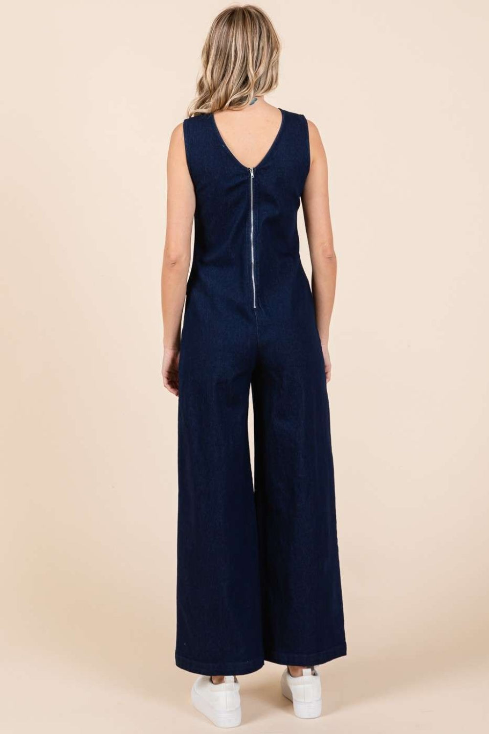 Mittoshop Sleeveless Wide Leg Denim Jumpsuit-Street 360-Dk Denim-S-Urbanheer