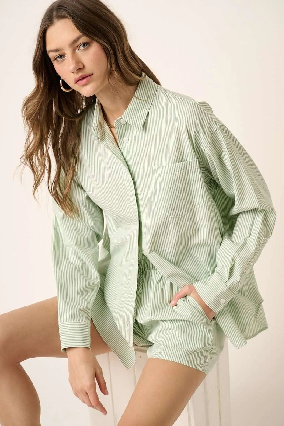 Mittoshop Striped Shirt and Shorts Set-Mittoshop-SAGE-S-Urbanheer
