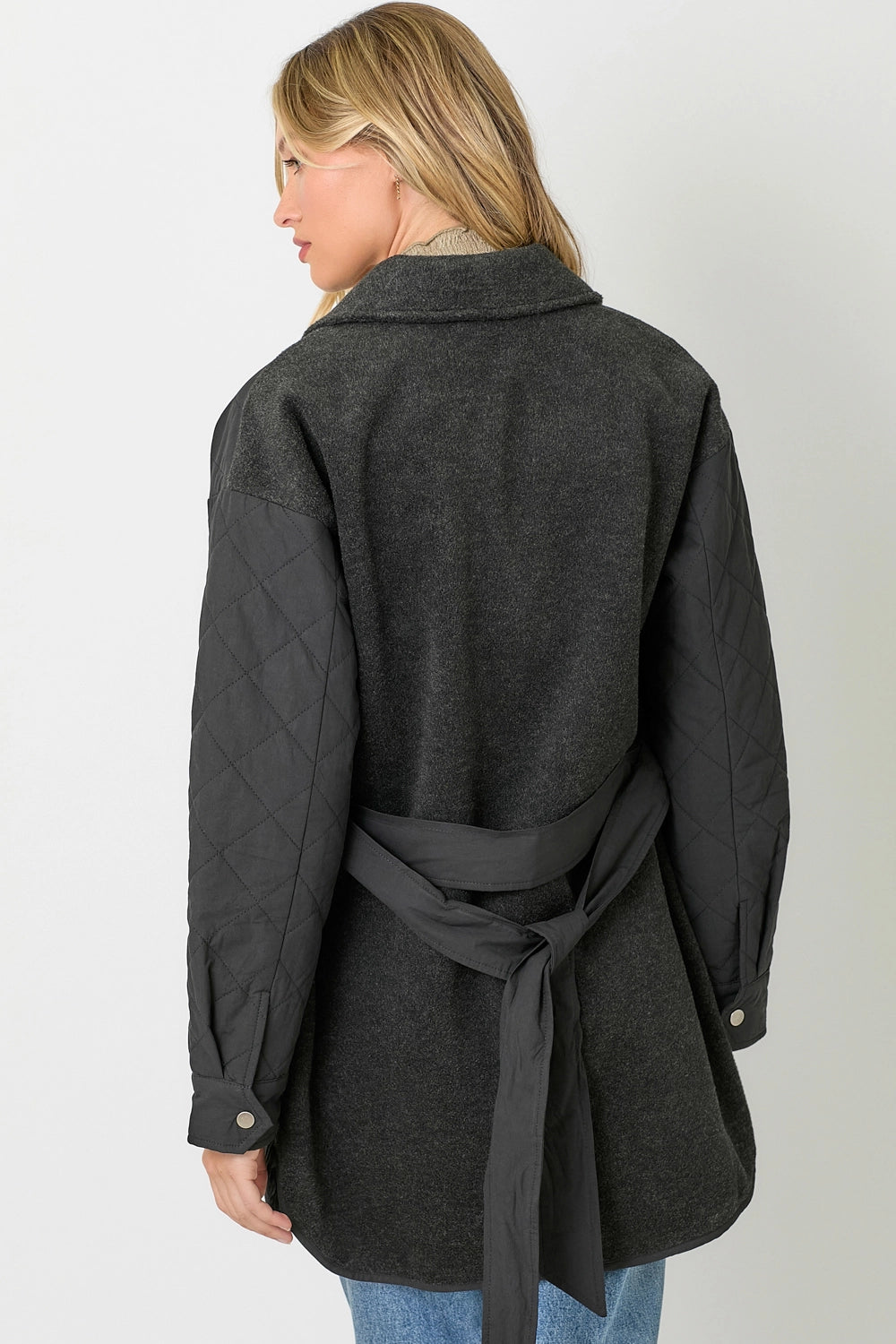Mix Media Quilting Jacket in Black