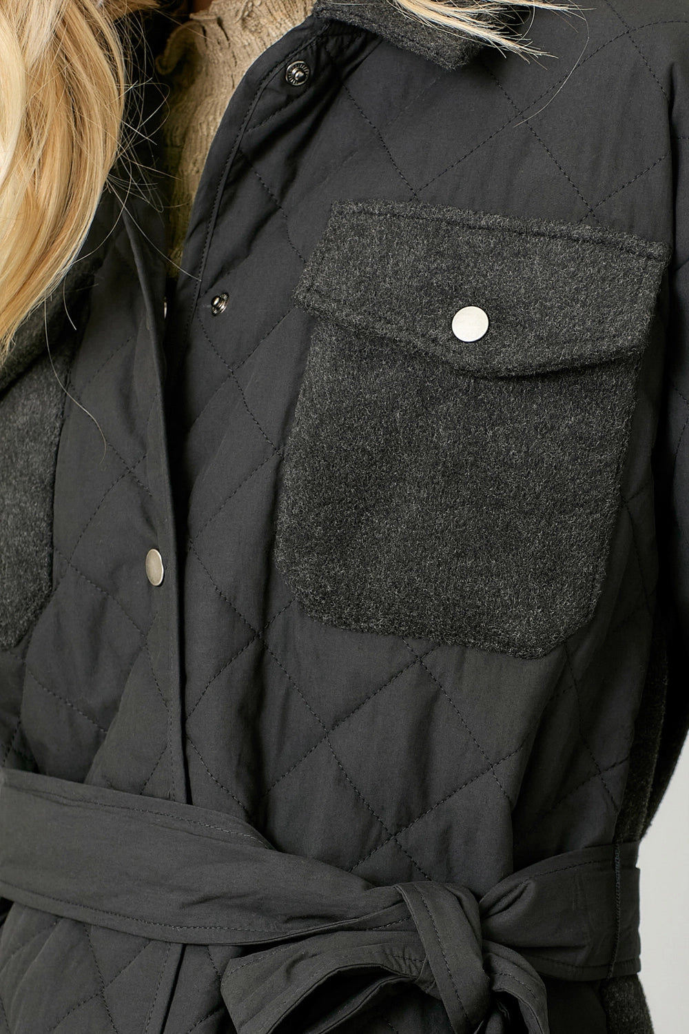 Mix Media Quilting Jacket in Black