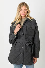 Mix Media Quilting Jacket in Black