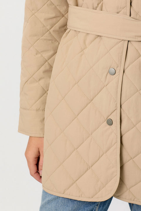 Mix Media Quilting Jacket - Latte