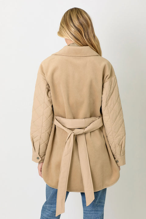 Mix Media Quilting Jacket - Latte