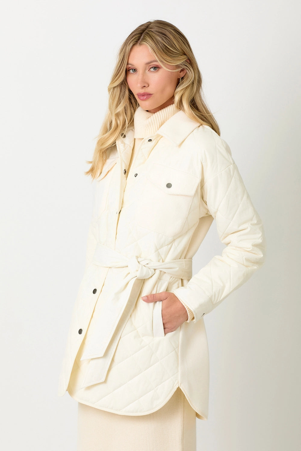 Mix Media Quilting Jacket in White