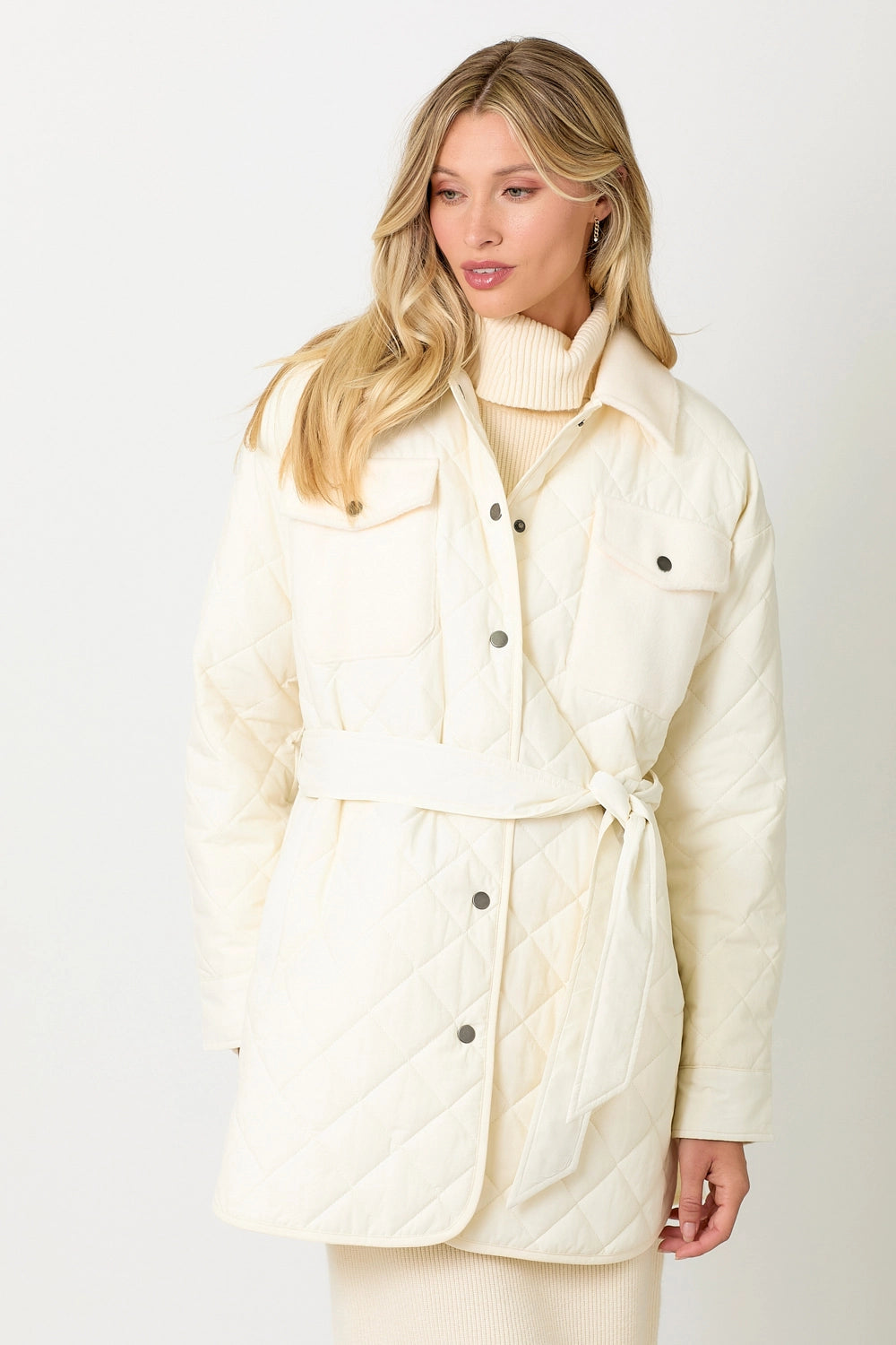Mix Media Quilting Jacket in White