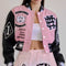 Mixed Emotions Multi Patches Varsity Jacket-Jacket-First Row-S-Pink-Urbanheer