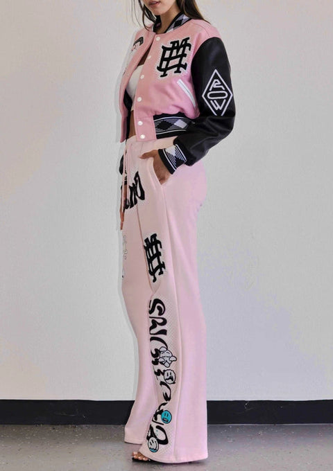 Mixed Emotions Multi Patches Varsity Jacket-Jacket-First Row-S-Pink-Urbanheer