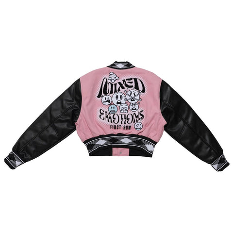 Mixed Emotions Multi Patches Varsity Jacket-Jacket-First Row-S-Pink-Urbanheer