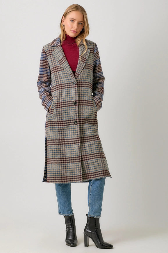 Mixed Media Long Coat Stone/Blue-Coat-Mystree-S-Urbanheer