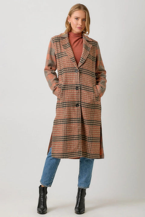 Mixed Media Long Coat Taupe/Pumpkin-Coat-Mystree-S-Urbanheer