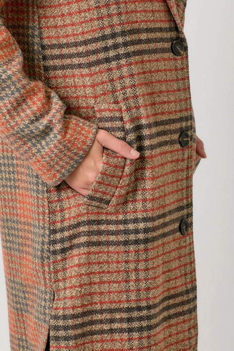 Mixed Media Long Coat Taupe/Pumpkin-Coat-Mystree-S-Urbanheer