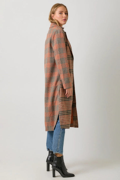 Mixed Media Long Coat Taupe/Pumpkin-Coat-Mystree-S-Urbanheer