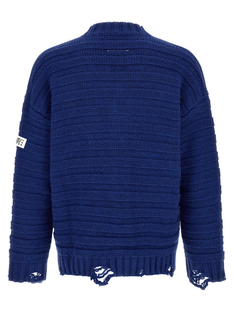 Mm6 Maison Margiela Distressed Wool Cardigan