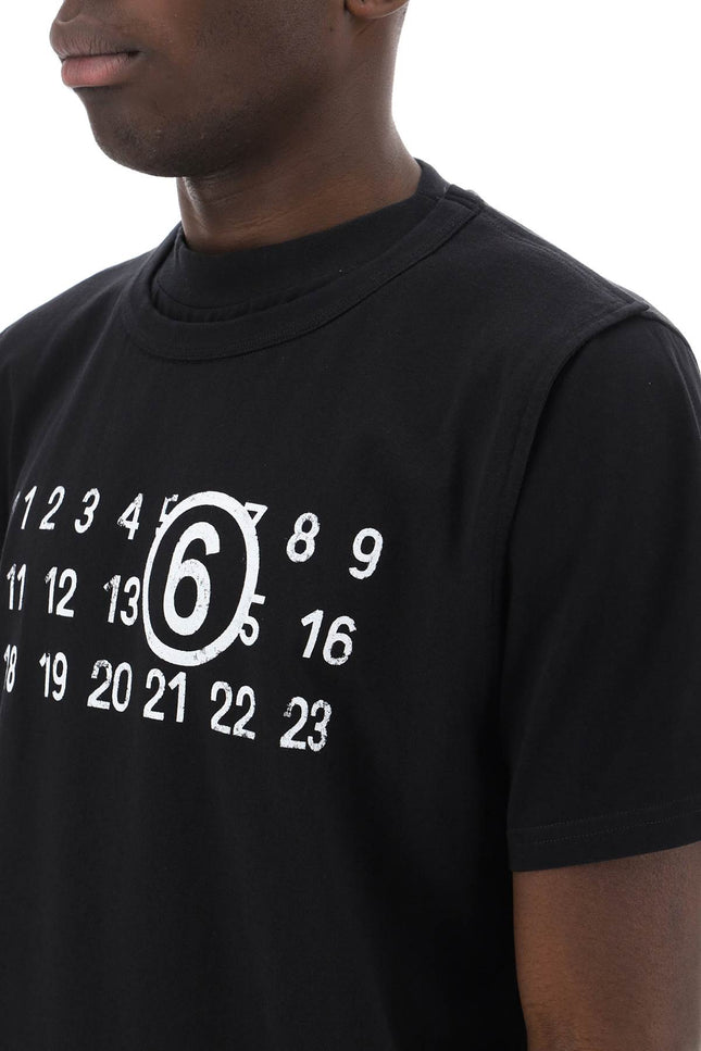 Mm6 maison margiela layered t-shirt with numeric signature print effect-men > clothing > t-shirts and sweatshirts > t-shirts-MM6 Maison Margiela-l-Black-Urbanheer