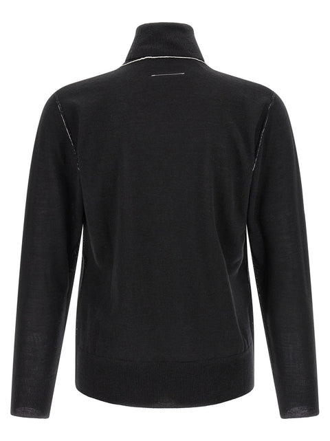 Mm6 Maison Margiela Turtleneck Sweater With Contrast Stitching