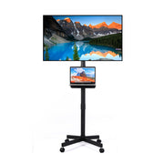 Mobile TV Stand on Wheels, Height Adjustable Tilt Rolling TV Stand with Media Shelf for 23-60 inch-UH Decor-Default-Urbanheer