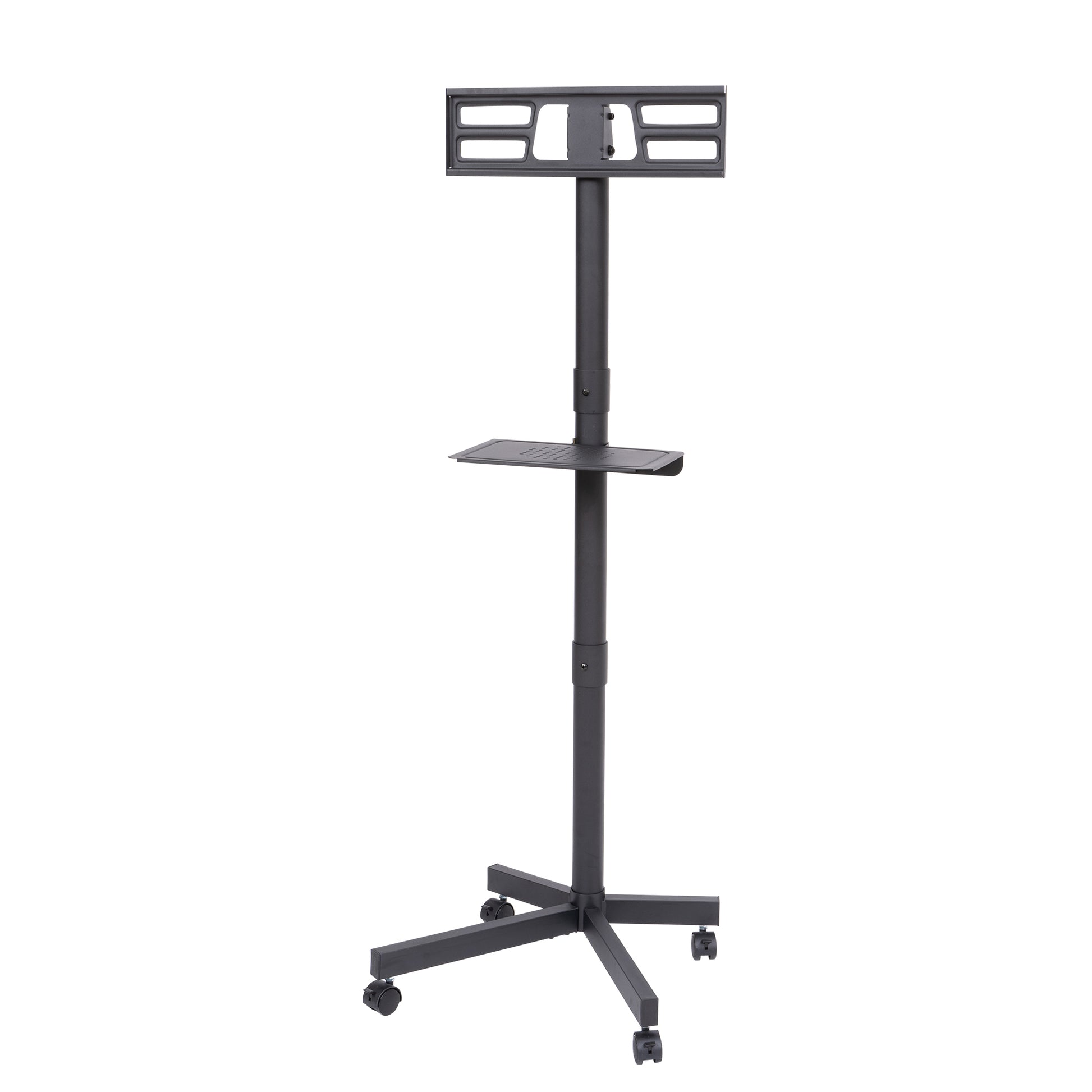 Mobile TV Stand on Wheels, Height Adjustable Tilt Rolling TV Stand with Media Shelf for 23-60 inch-UH Decor-Default-Urbanheer